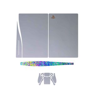 برچسب کنسول و دسته بازی ps5 ماهوت مدل matte_silver_holographic